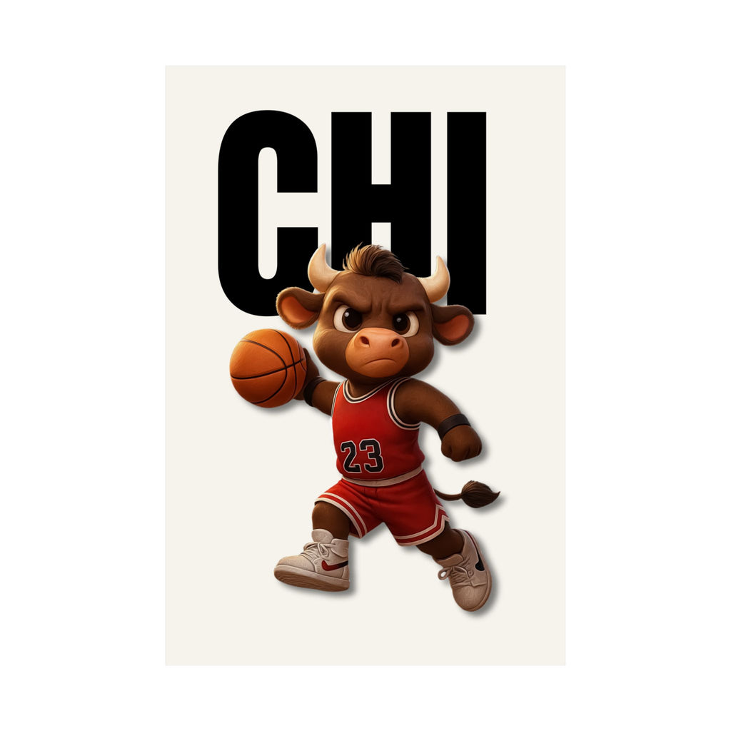 Cute Basketball Bull Matte Vertical Poster