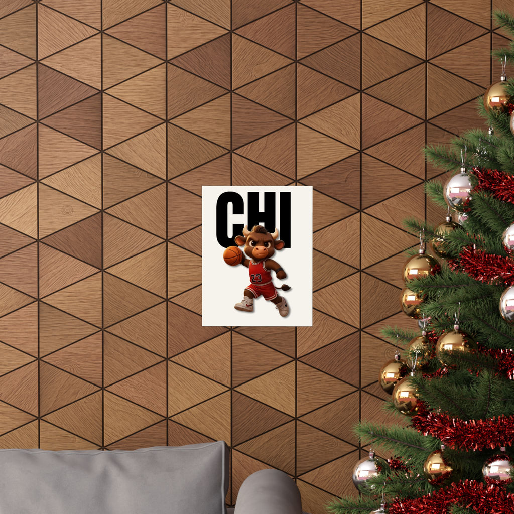 Cute Basketball Bull Matte Vertical Poster