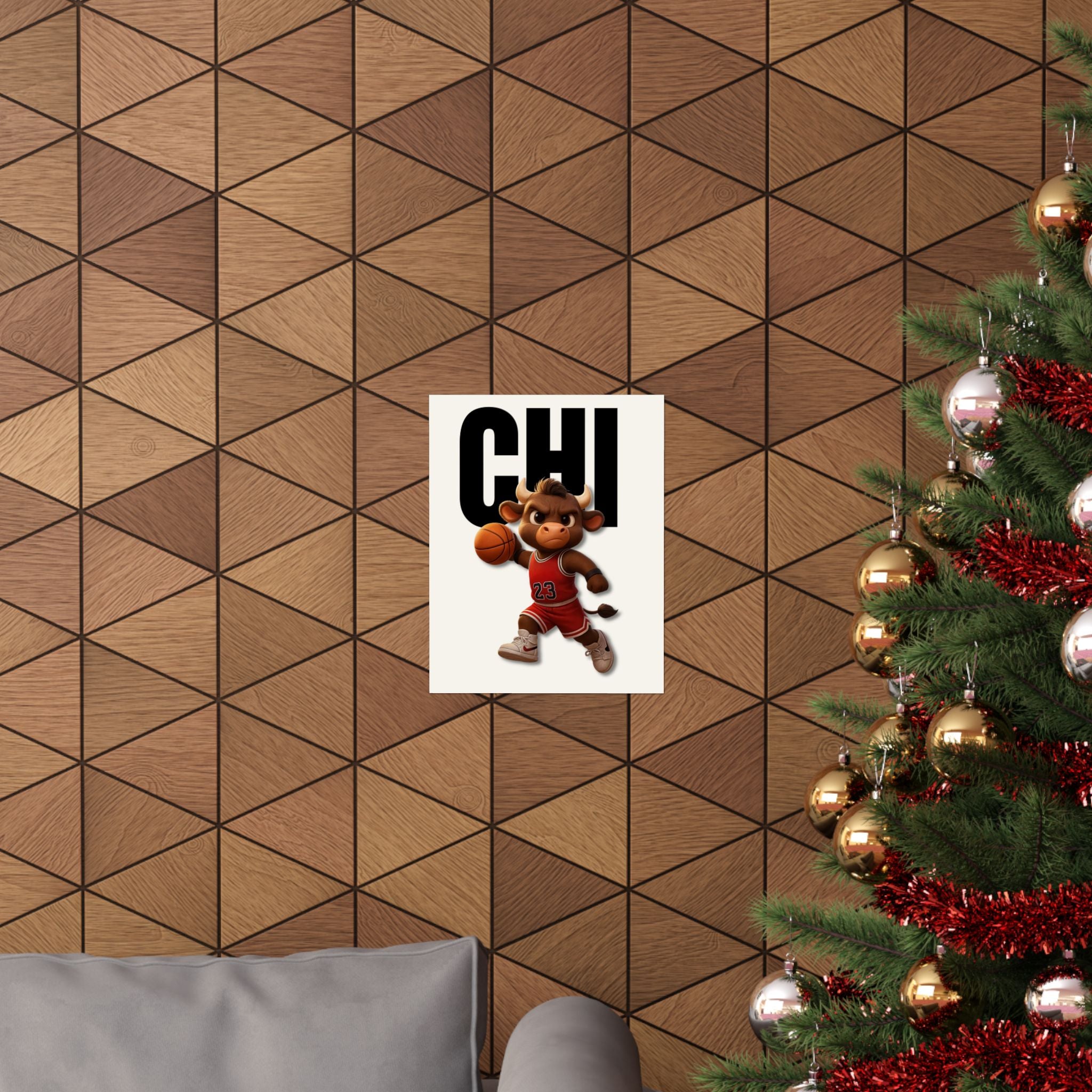 Cute Basketball Bull Matte Vertical Poster