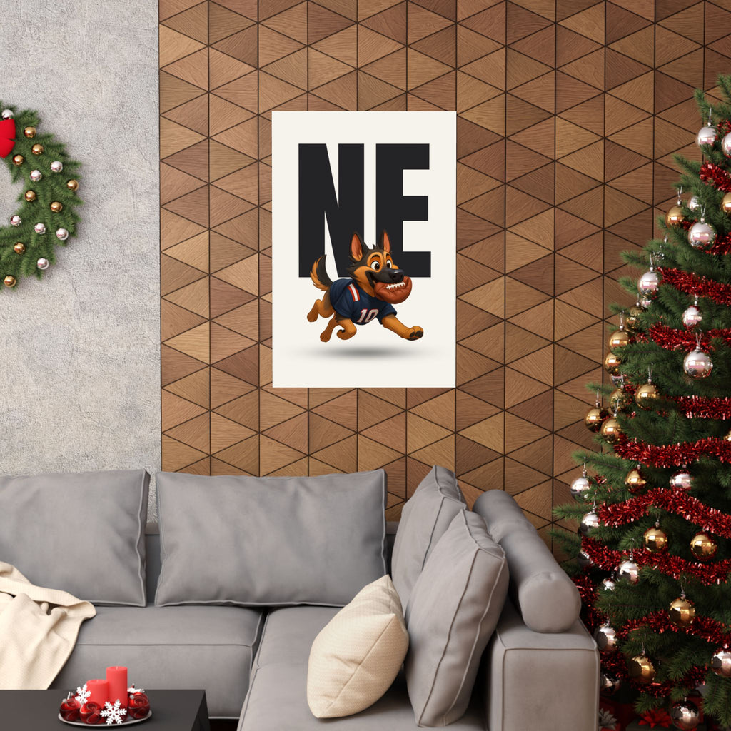 New England Football Playful  Fan Art Matte Vertical Poster