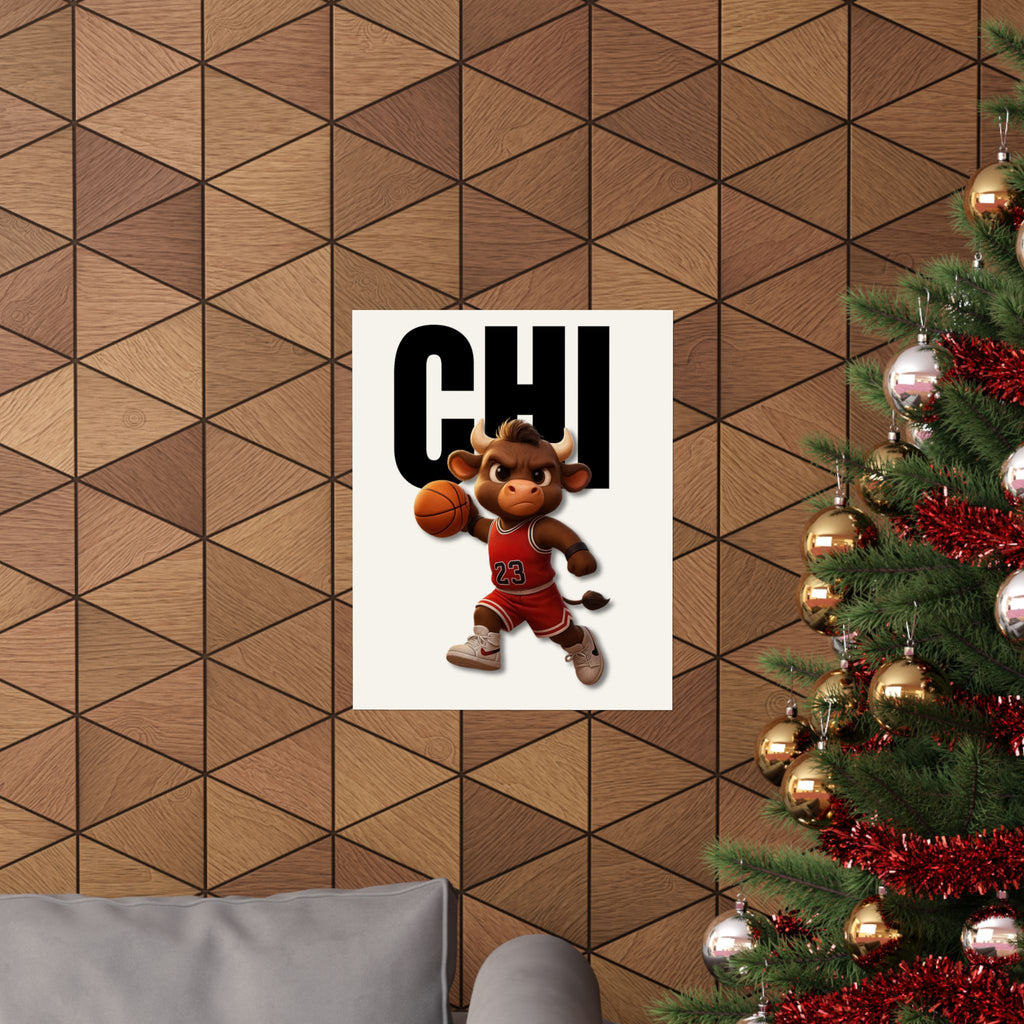 Cute Basketball Bull Matte Vertical Poster