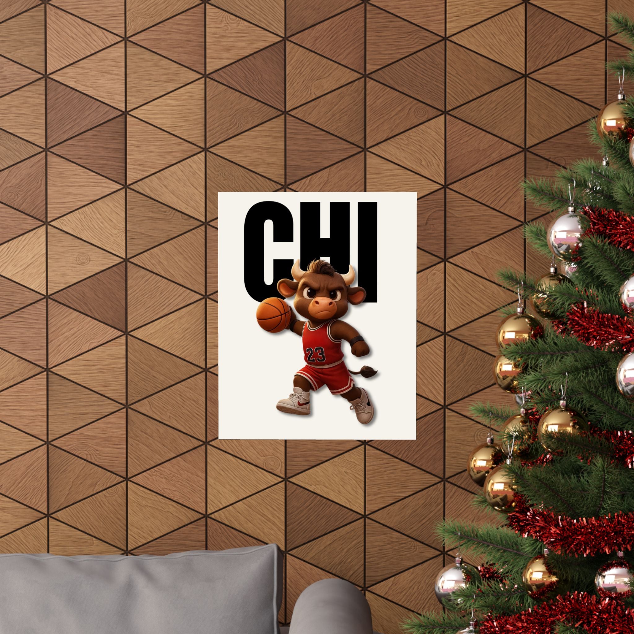 Cute Basketball Bull Matte Vertical Poster