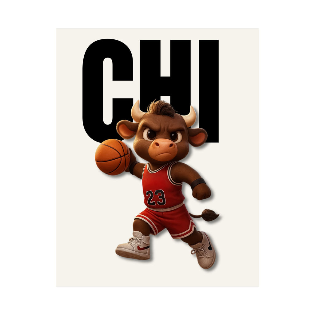 Cute Basketball Bull Matte Vertical Poster