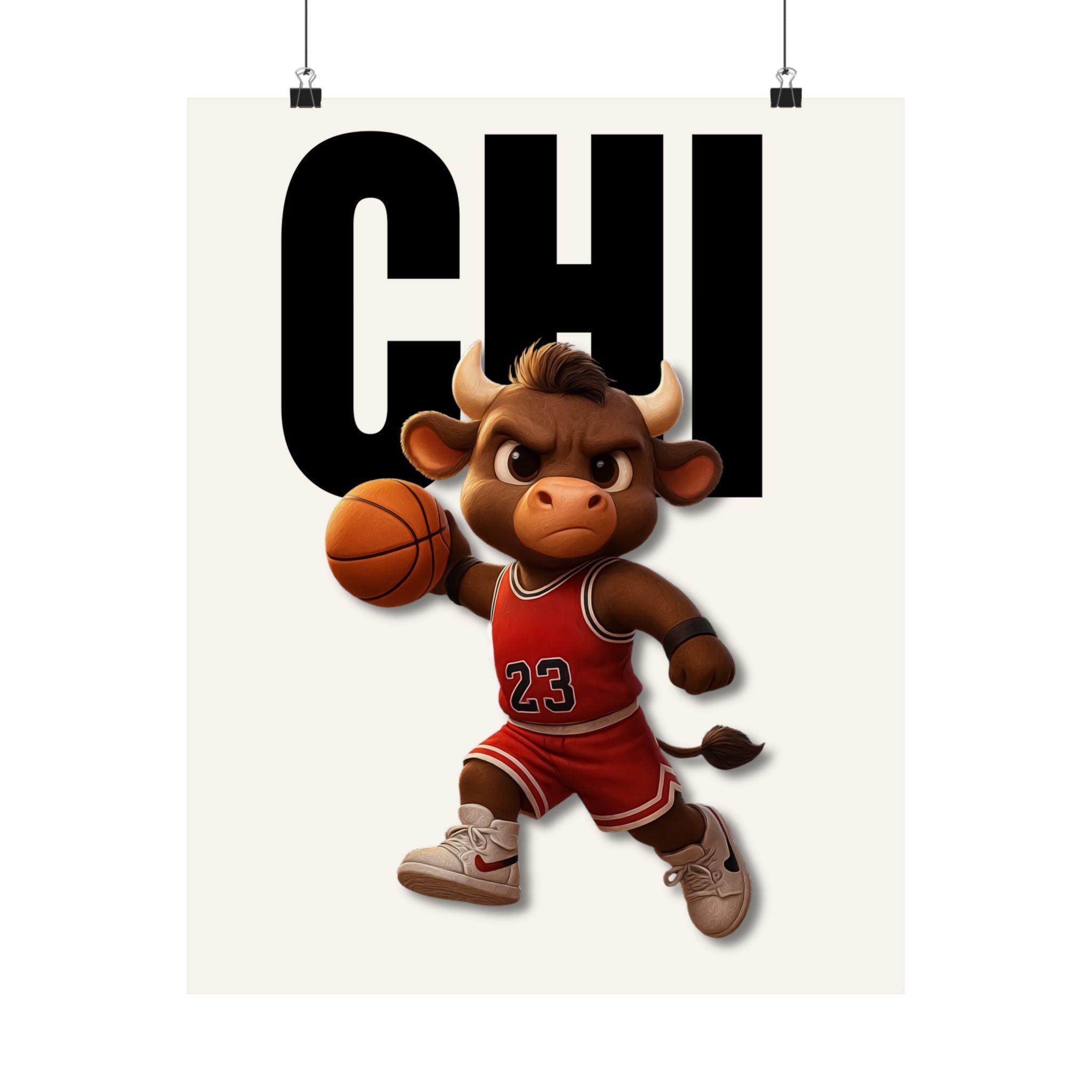 Cute Basketball Bull Matte Vertical Poster