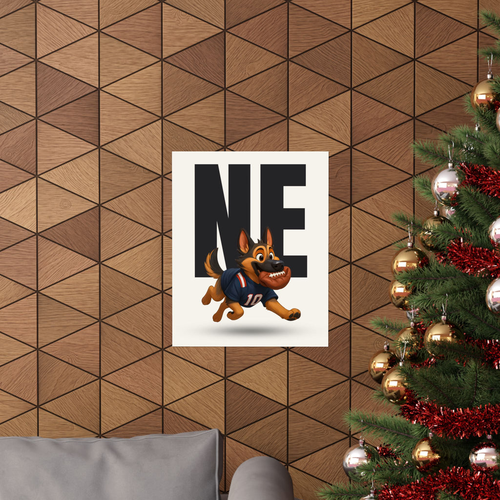 New England Football Playful  Fan Art Matte Vertical Poster