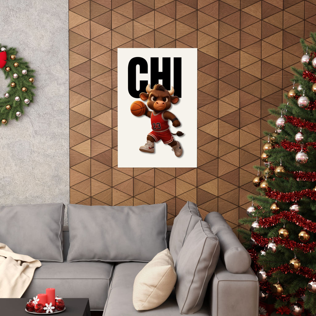 Cute Basketball Bull Matte Vertical Poster